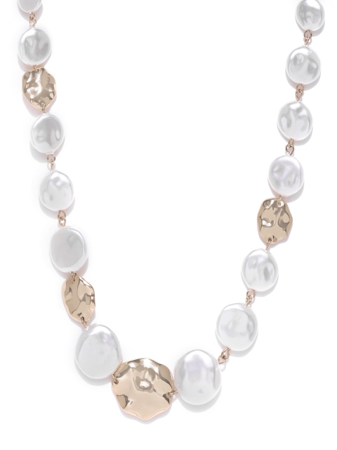 

Forever New Gold-Toned & White Beaded Statement Necklace