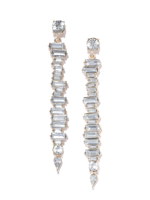 

Forever New Blue & Gold-Toned Stone-Studded Contemporary Drop Earrings