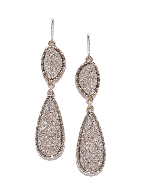 

Forever New Silver-Toned & Gold-Toned Teardrop Shaped Drop Earrings