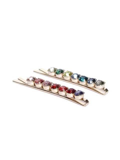 

Forever New Set of 2 Multicoloured Stone-Studded Hair Pins, Multi