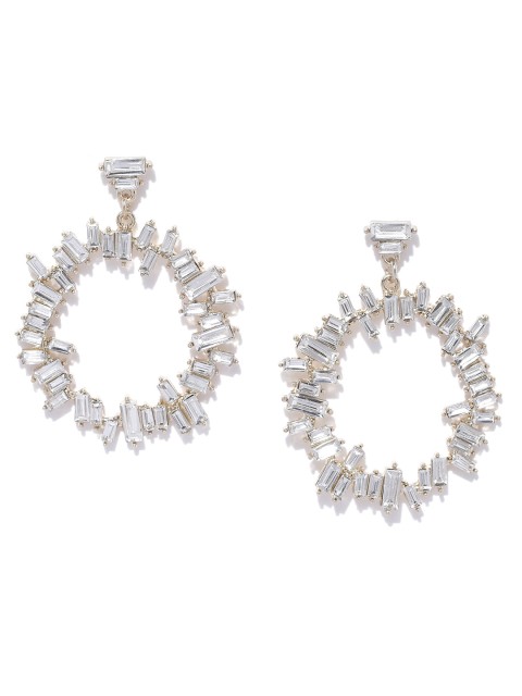 

Forever New Gold-Toned Stone Studded Circular Drop Earrings