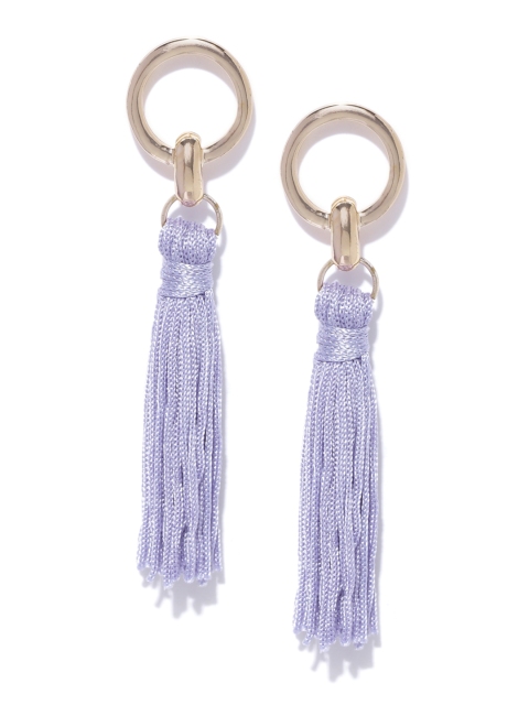 

Forever New Purple & Rose Gold-Toned Tasselled Circular Drop Earrings