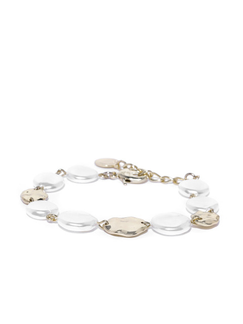 

Forever New Gold-Toned & White Beaded Link Bracelet