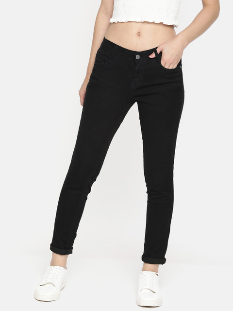 

AND Women Black Skinny Fit Mid-Rise Clean Look Stretchable Jeans