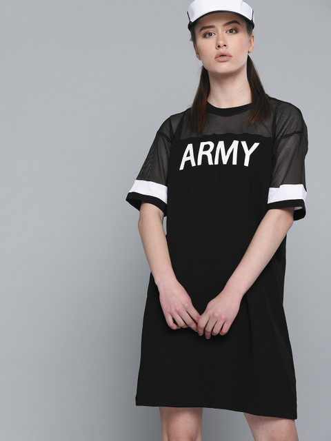 

Kook N Keech Women Black & White Printed T-shirt Dress