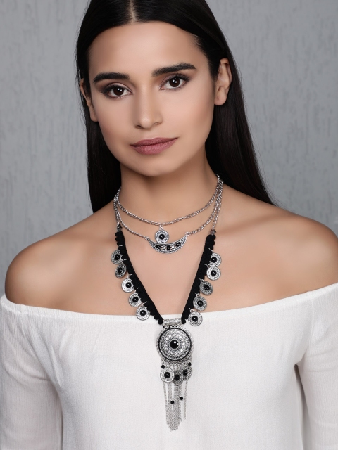 

Rubans Oxidised Black Necklace, Silver