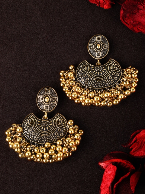 

Rubans Gold-Toned Classic Oxidised Chandbalis