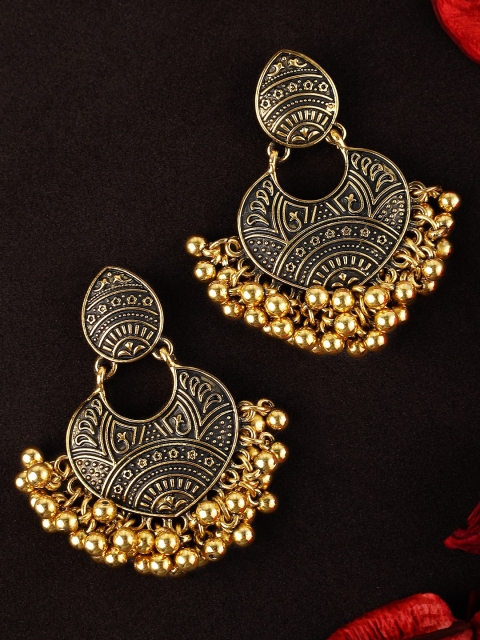 

Rubans Gold-Toned Classic Oxidised Chandbalis