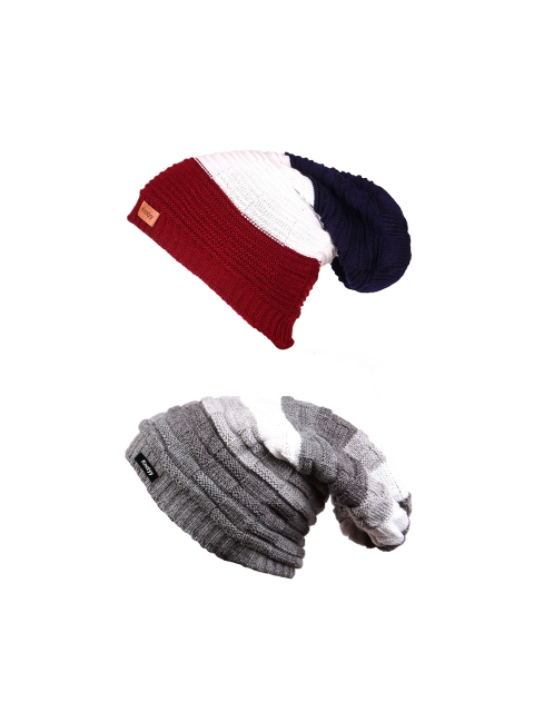 

Knotyy Men Multicoloured Pack of 2 Self Design Beanie, Multi
