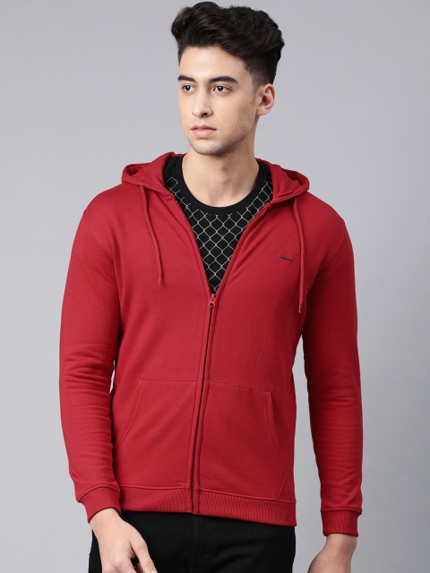 

Van Heusen Men Red Solid Hooded Sweatshirt