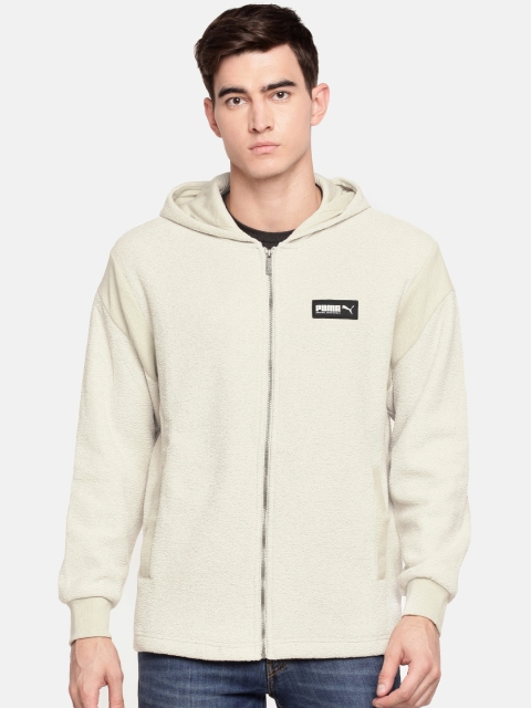 

Puma Men Off-White Solid Fusion Hooded Sweatshirt