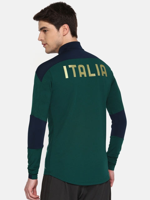 

Puma Men Green Solid DryCell Slim Fit Pro FIGC Italia Football Jersey T-shirt