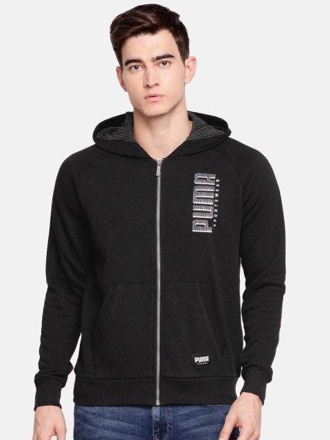 

Puma Men Black Embroidered Athletics FZ Hoody FL Hooded Sweatshirt