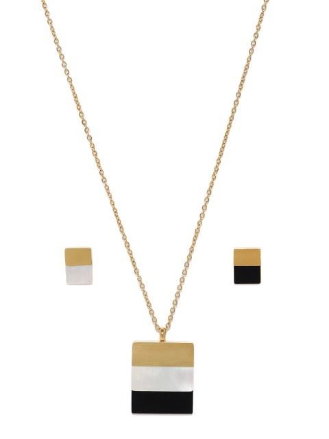 

Blisscovered Women Gold-Toned & Black Geometric Jewellery Set