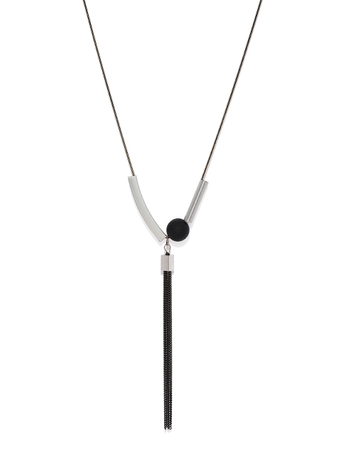 

Blisscovered Black & Steel-Toned Tasselled Necklace