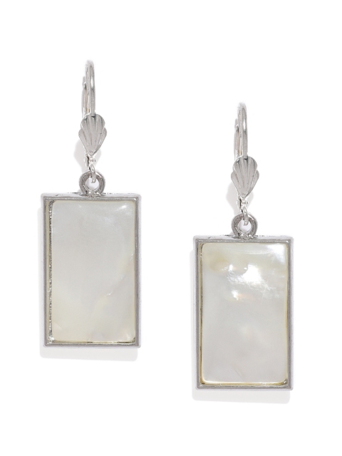 

Blisscovered Silver-Toned & White Geometric Drop Earrings