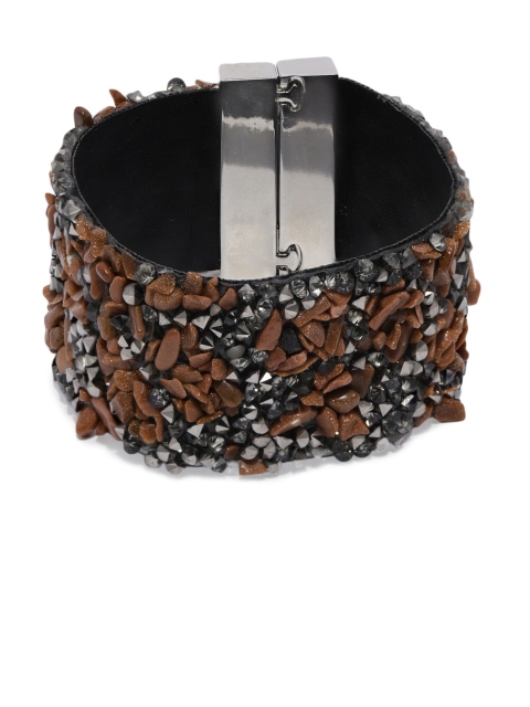 

Blisscovered Women Brown Embellished Wraparound Bracelet