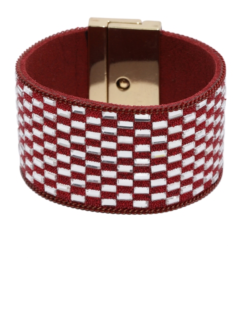 

Blisscovered Red Embellished Wraparound Bracelet