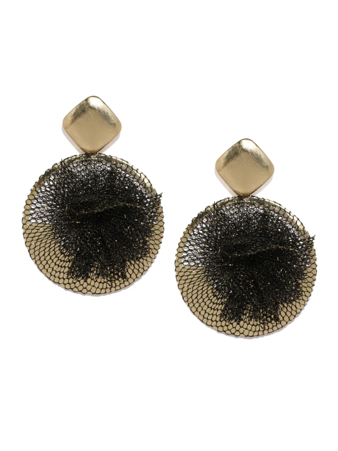 

Blisscovered Black & Gold-Toned Circular Drop Earrings