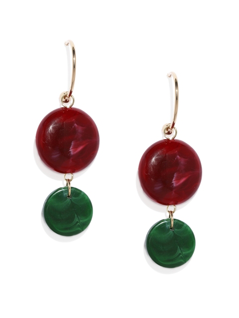 

Blisscovered Red & Gold-Toned Circular Drop Earrings