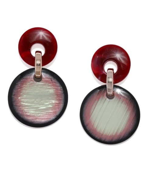 

Blisscovered Maroon Circular Drop Earrings