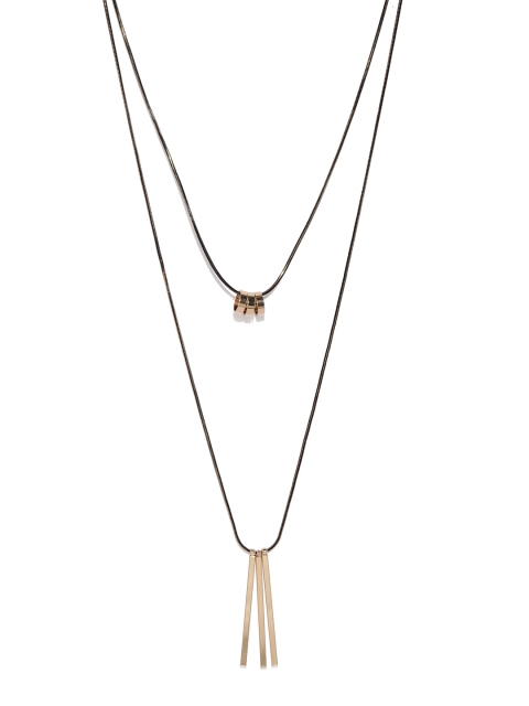 

Blisscovered Women Gold-Toned & Black Pendant with Layered Chain