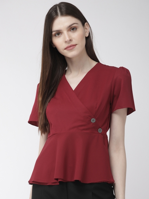 

20Dresses Women Maroon Solid Wrap Top
