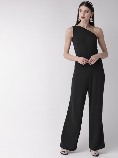 

20Dresses Women Black Solid One Shoulder Basic Jumpsuit