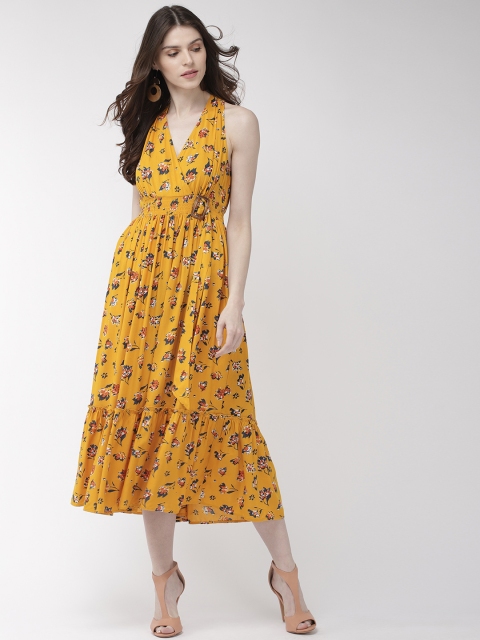 

20Dresses Women Yellow Floral Printed Fit and Flare Dress