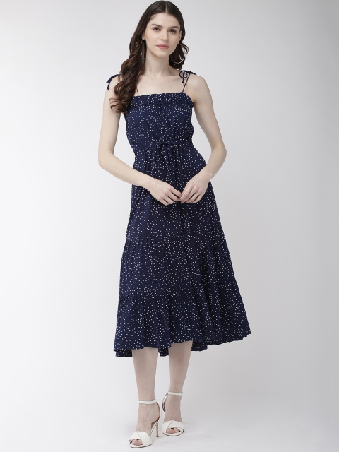 

20Dresses Women Printed Navy Blue & White Fit and Flare Dress