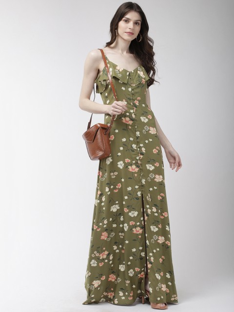 

20Dresses Women Olive Green Floral Printed Maxi Dress