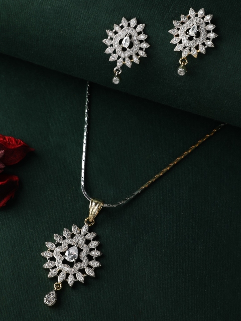 

Rubans Women Gold-Plated & White Stone-Studded Jewellery Set
