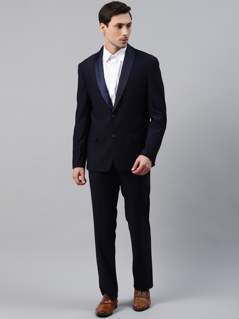 

Blackberrys Men Navy Blue Self Design Slim Fit Single-Breasted Tuxedo