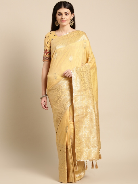 

MANOHARI Beige & Golden Woven Design Saree