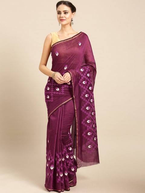 

Ishin Burgundy Kutchi Embroidered Saree