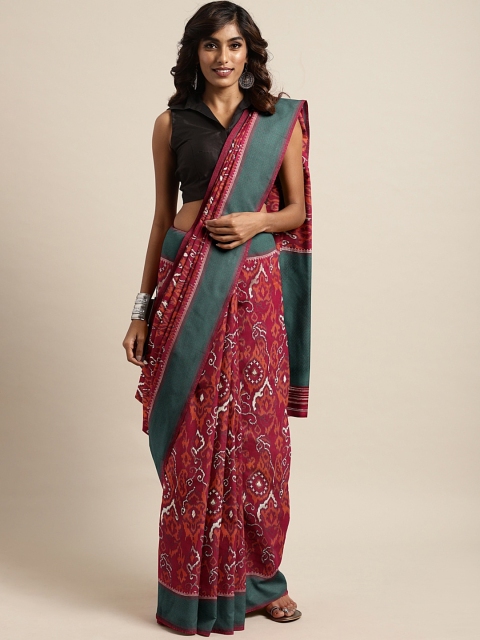 

The Chennai Silks Classicate Red & Teal Green Silk Blend Woven Design Patola Saree