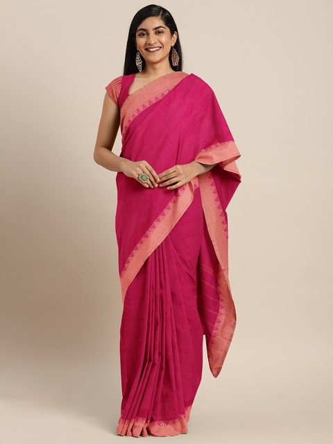 

The Chennai Silks Classicate Pink Pure Cotton Solid Chettinad Saree