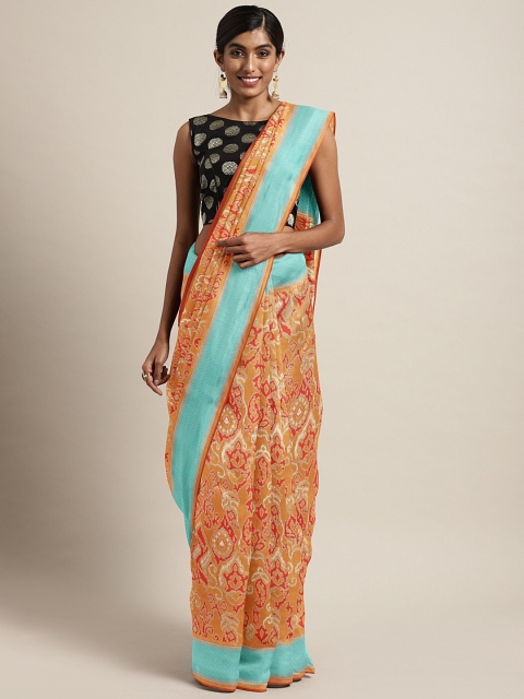

The Chennai Silks Classicate Mustard Yellow Silk Blend Woven Design Patola Saree