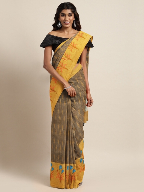 

The Chennai Silks Classicate Brown Silk Cotton Printed Kovai Saree