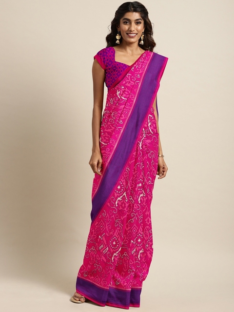 

The Chennai Silks Classicate Pink Silk Blend Woven Design Patola Saree