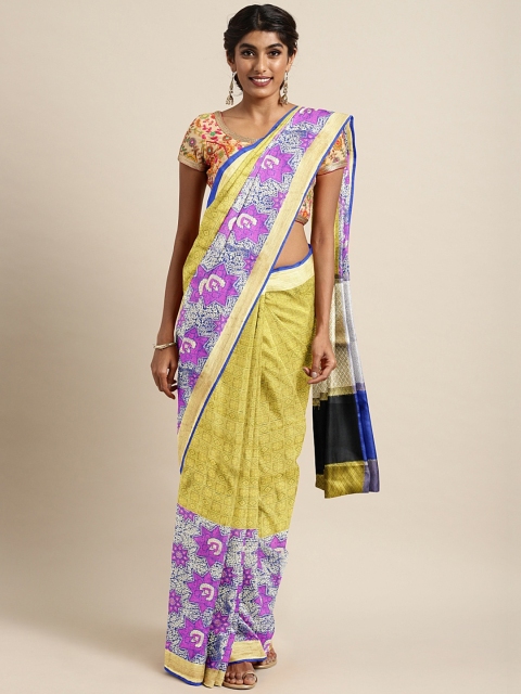 

The Chennai Silks Classicate Yellow & Purple Organza Woven Design Saree