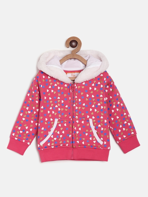 

612 league Girls Pink Printed Hooded Sweatshirt