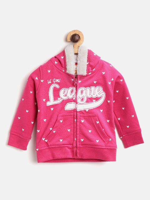 

612 league Girls Pink & White Printed Hooded Sweatshirt