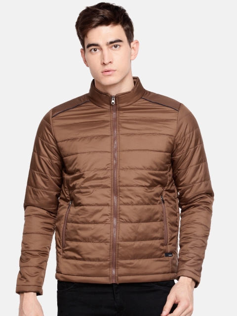 Men Brown Solid Padded Jacket