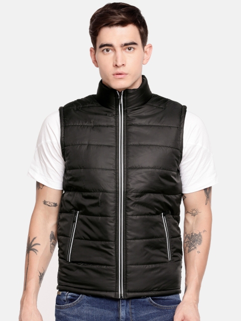 Men Black Solid Puffer Jacket