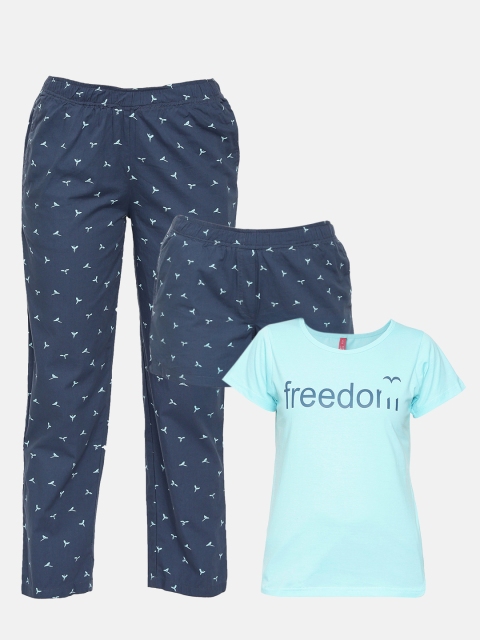 

Clt.s Women Blue Printed Night suit Set