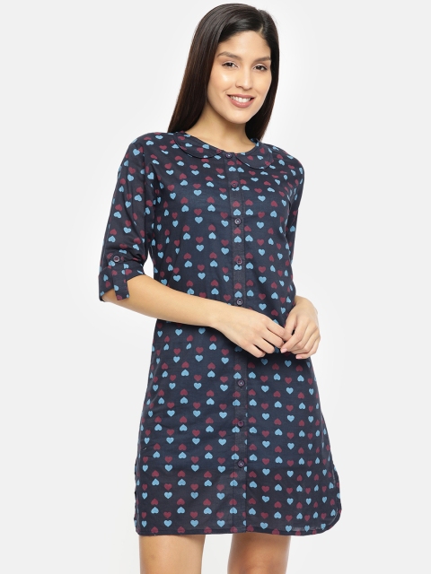 

Clt.s Women Blue Printed Beach Wear with Inner S67, Navy blue