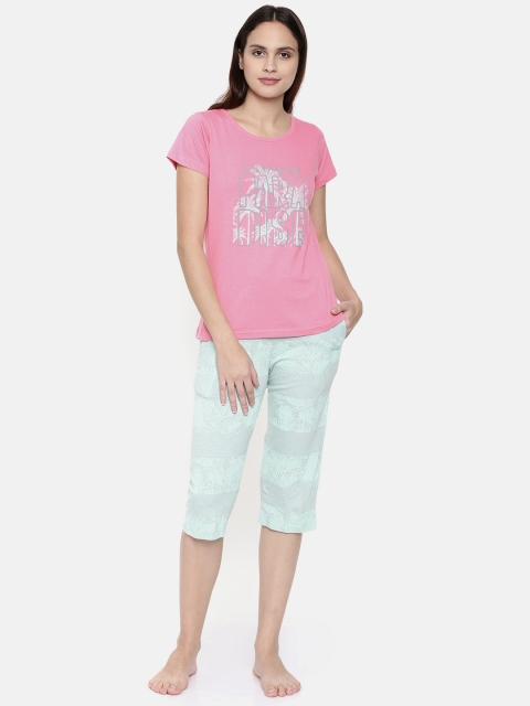 

Clt.s Women Pink & Blue Printed Night suit
