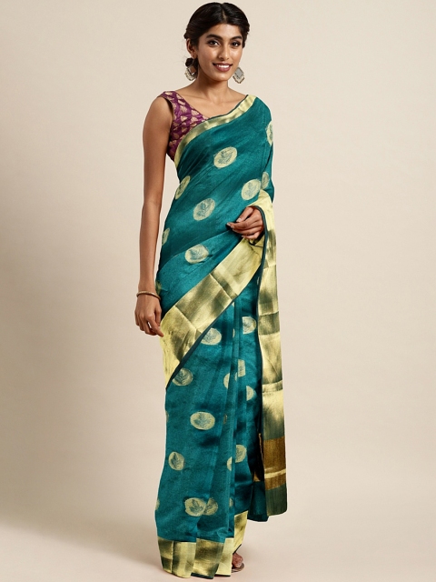 

Pavechas Teal Green Poly Silk Woven Design Banarasi Saree