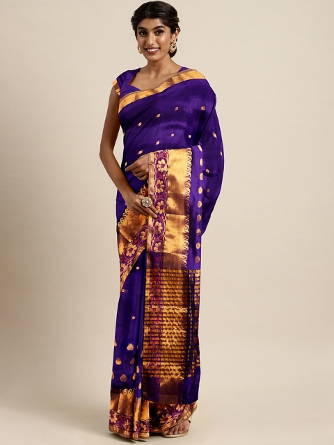 

Pavechas Purple Poly Silk Woven Design Banarasi Saree